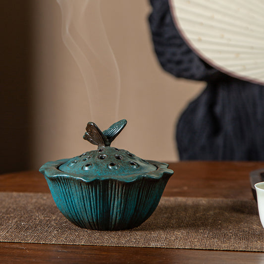 Lotus Seedpod Butterfly Incense Holder