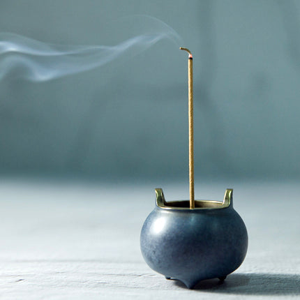 Mini Bronze Round Design Incense Holder