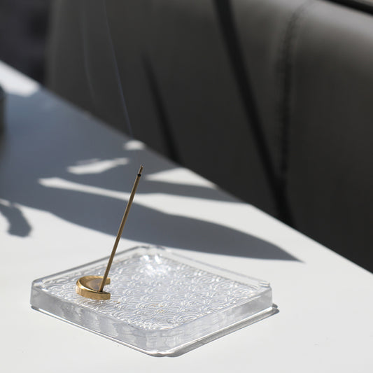 Brass Moon Plum Blossom Incense holder with Glass Plate