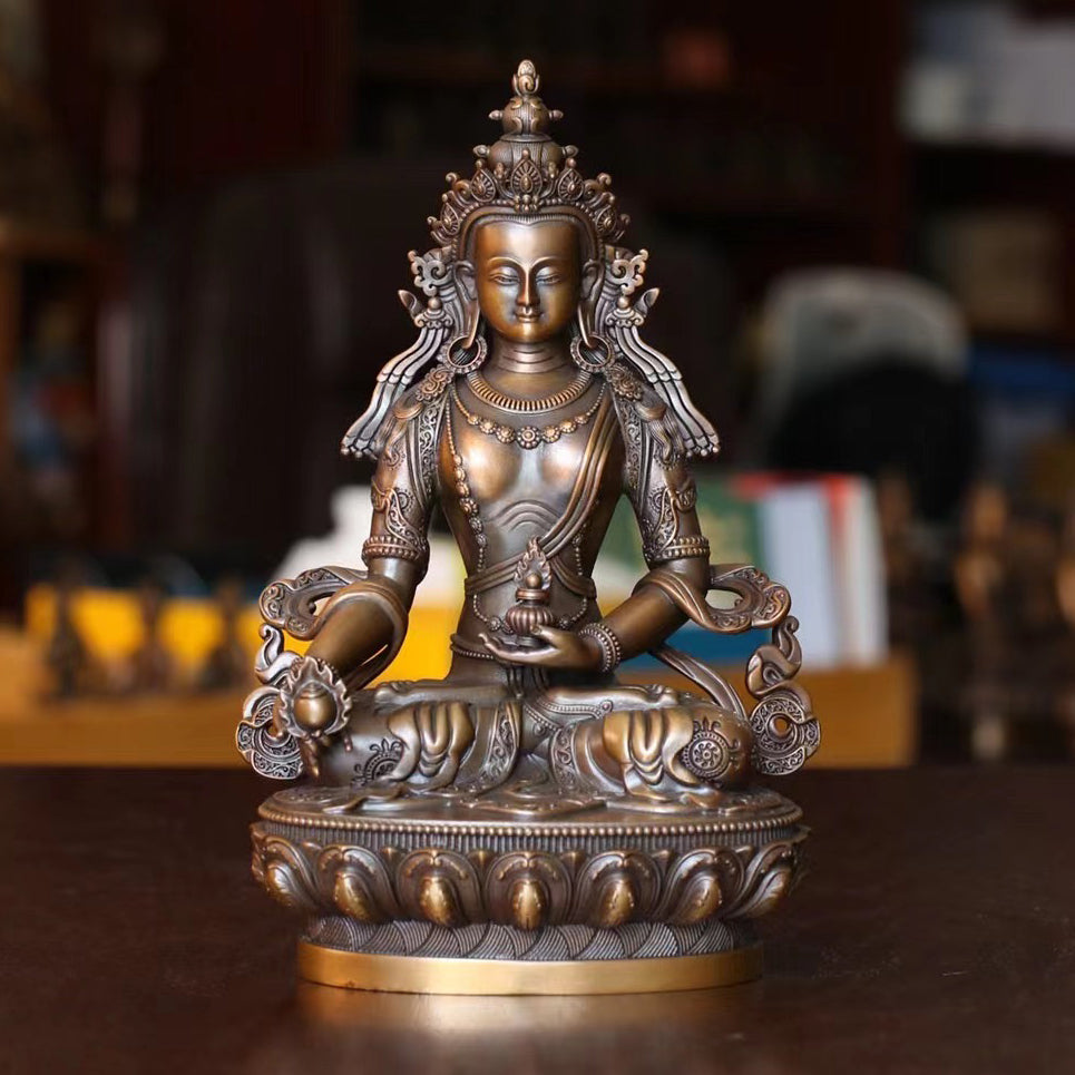 Ksitigarbha Jizo Bodhisattva Oxidized Copper Statue