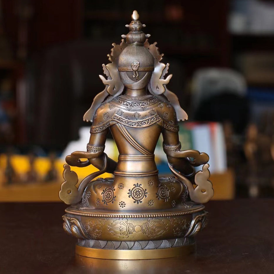 Ksitigarbha Jizo Bodhisattva Oxidized Copper Statue