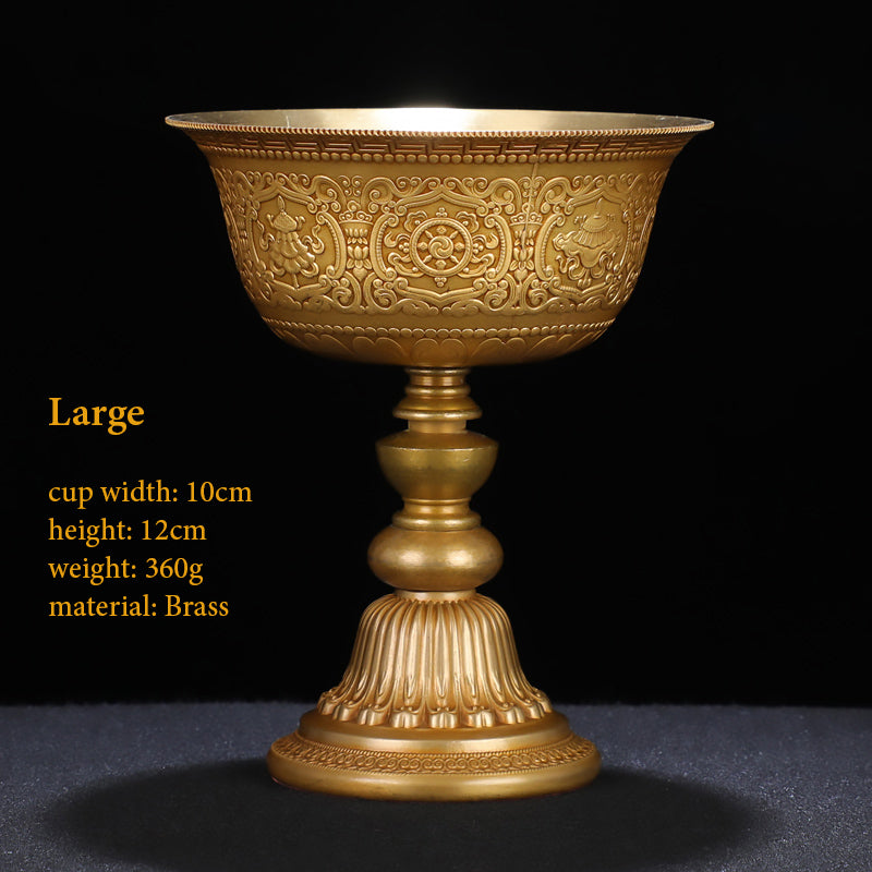 Exquisitely Carved 8 Auspicious Lamp Offering Bowl