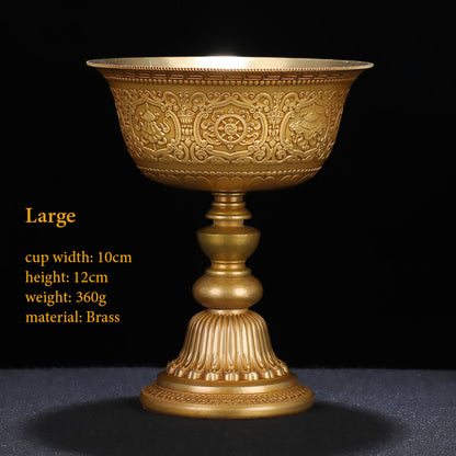 Exquisitely Carved 8 Auspicious Lamp Offering Bowl