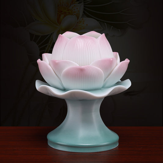 Dehua Kiln Porcelain Electric Footed Lotus Lamp