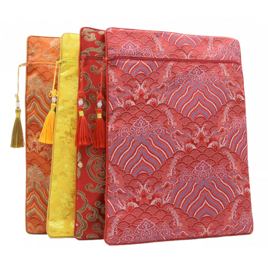 Vertical Damask Satin Book Pocket with Zipper