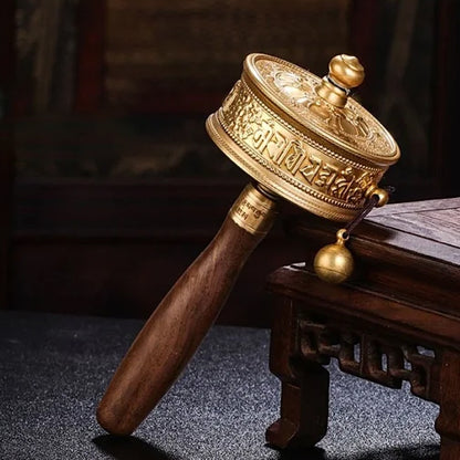 Hand-held Small Brass Mantra Prayer Wheel