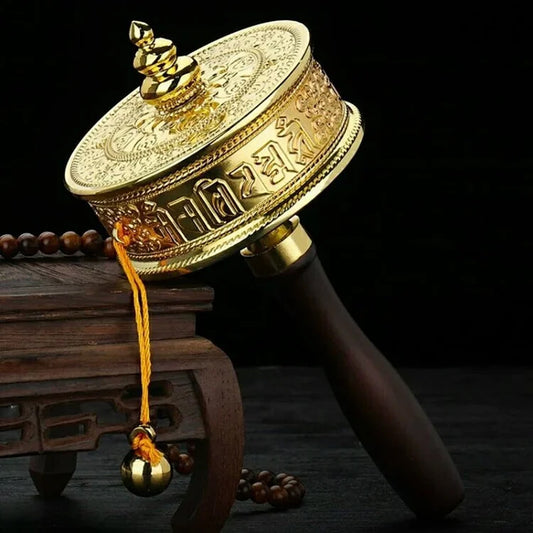 Hand-held Alloy Mani Padmasambhava Mantra Prayer Wheel