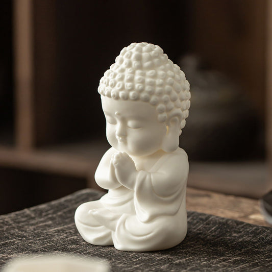 Fine Carved White Porcelain Little Buddha Statue Decor