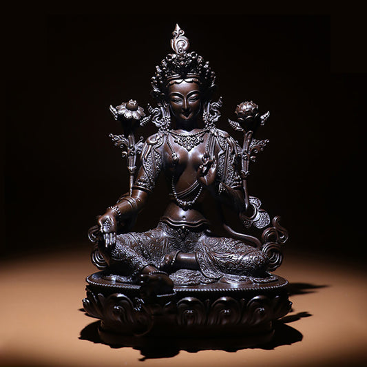 Green Tara Oxidized Copper Statue