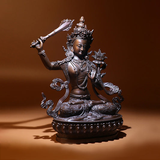 Manjushri Oxidized Copper Statue