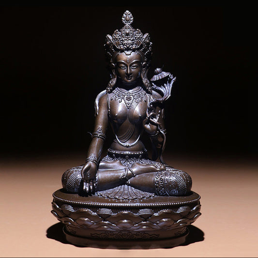 White Tara Oxidized Copper Statue