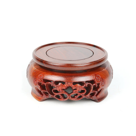 Openwork Opulent Rosewood Round Wood Base