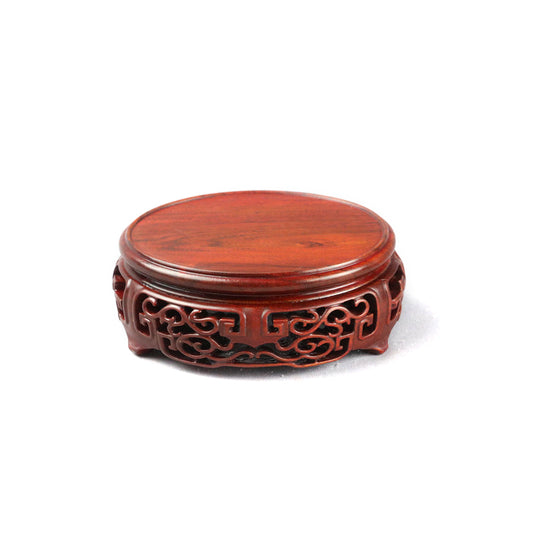 Openwork Ornate Rosewood Oval Wood Base