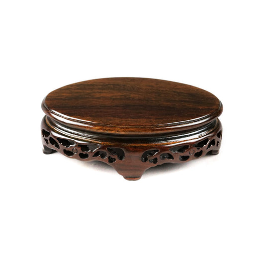 Openwork Elegant Blackwood Oval Wood Base