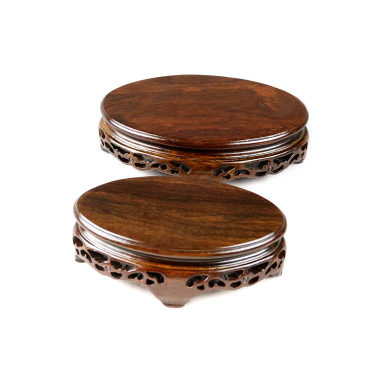 Openwork Elegant Blackwood Oval Wood Base