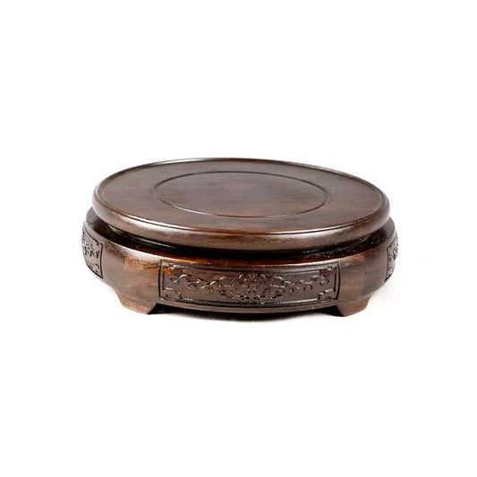 Rotatable Flora Pattern Blackwood Round Wood Base