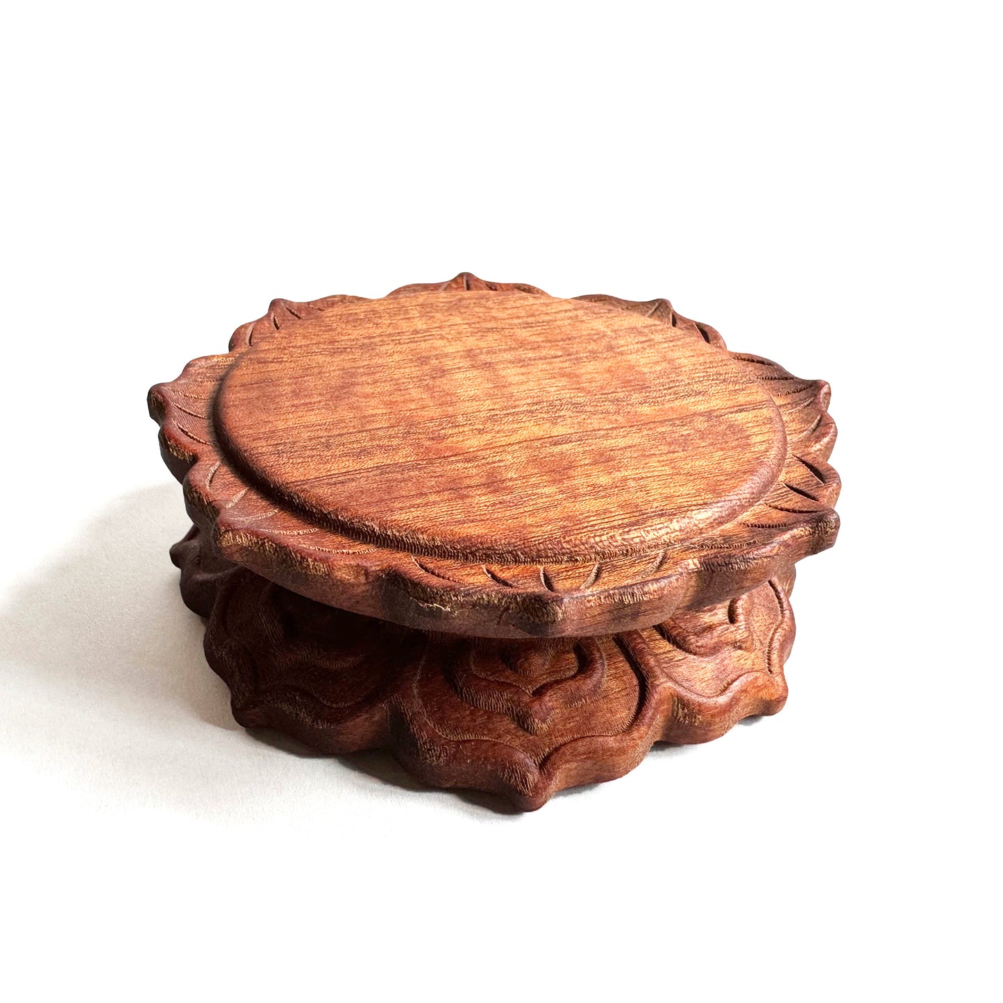 Lotus Round Sapele Wood Wood Base