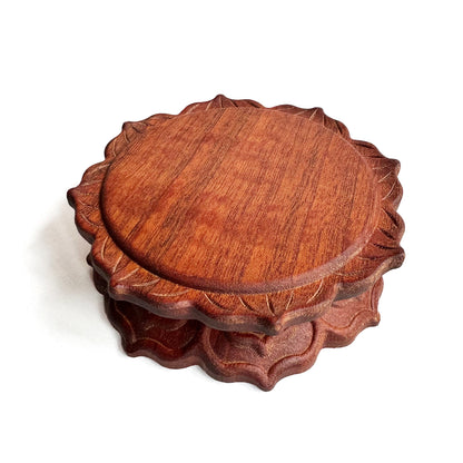 Lotus Round Sapele Wood Wood Base