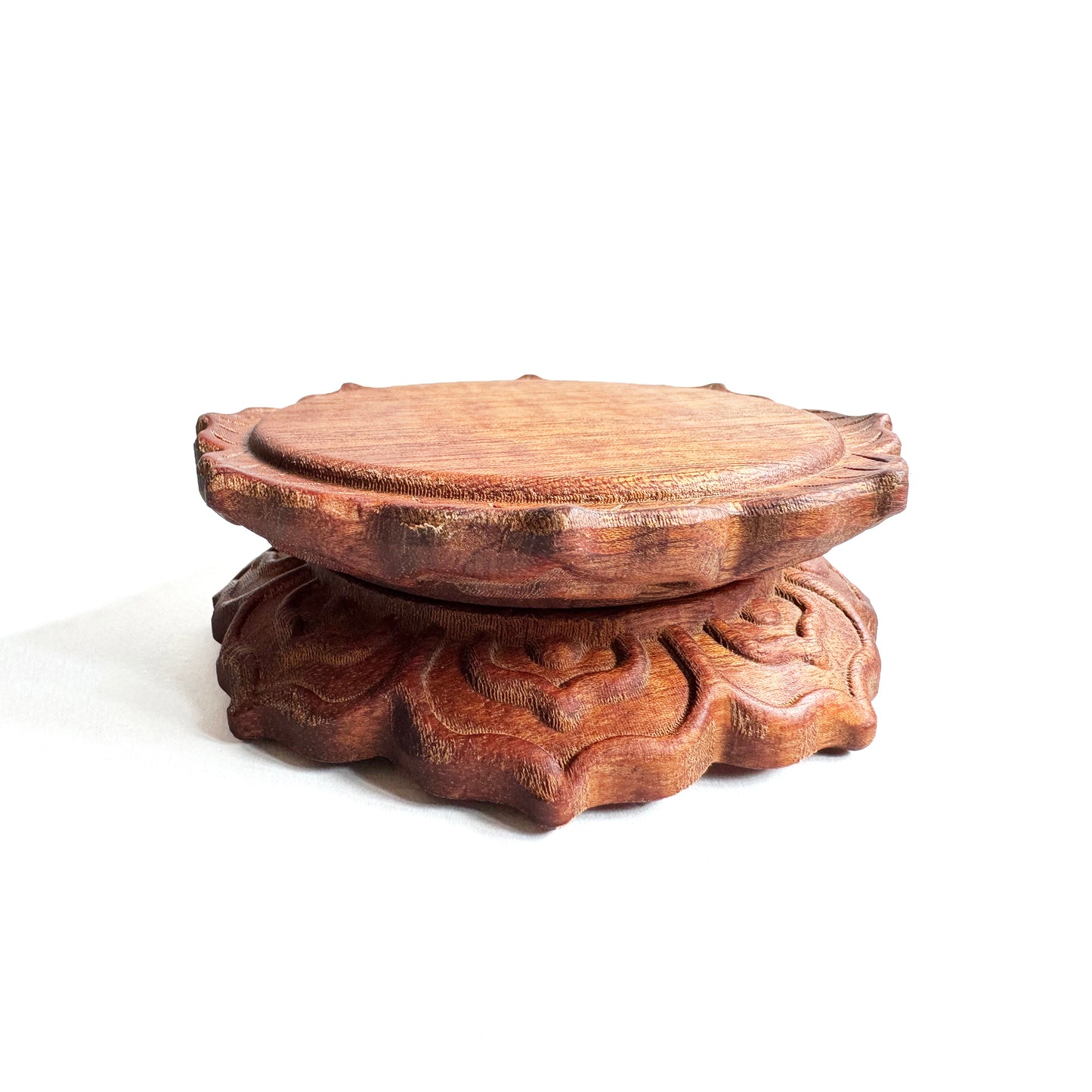 Lotus Round Sapele Wood Wood Base