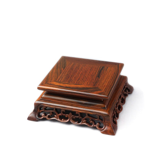 Openwork Ornate Rosewood Trapezoid Wood Base