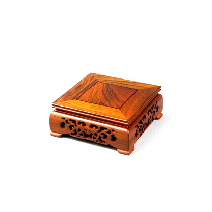 Floral Pattern Openwork Rosewood Square Wood Base